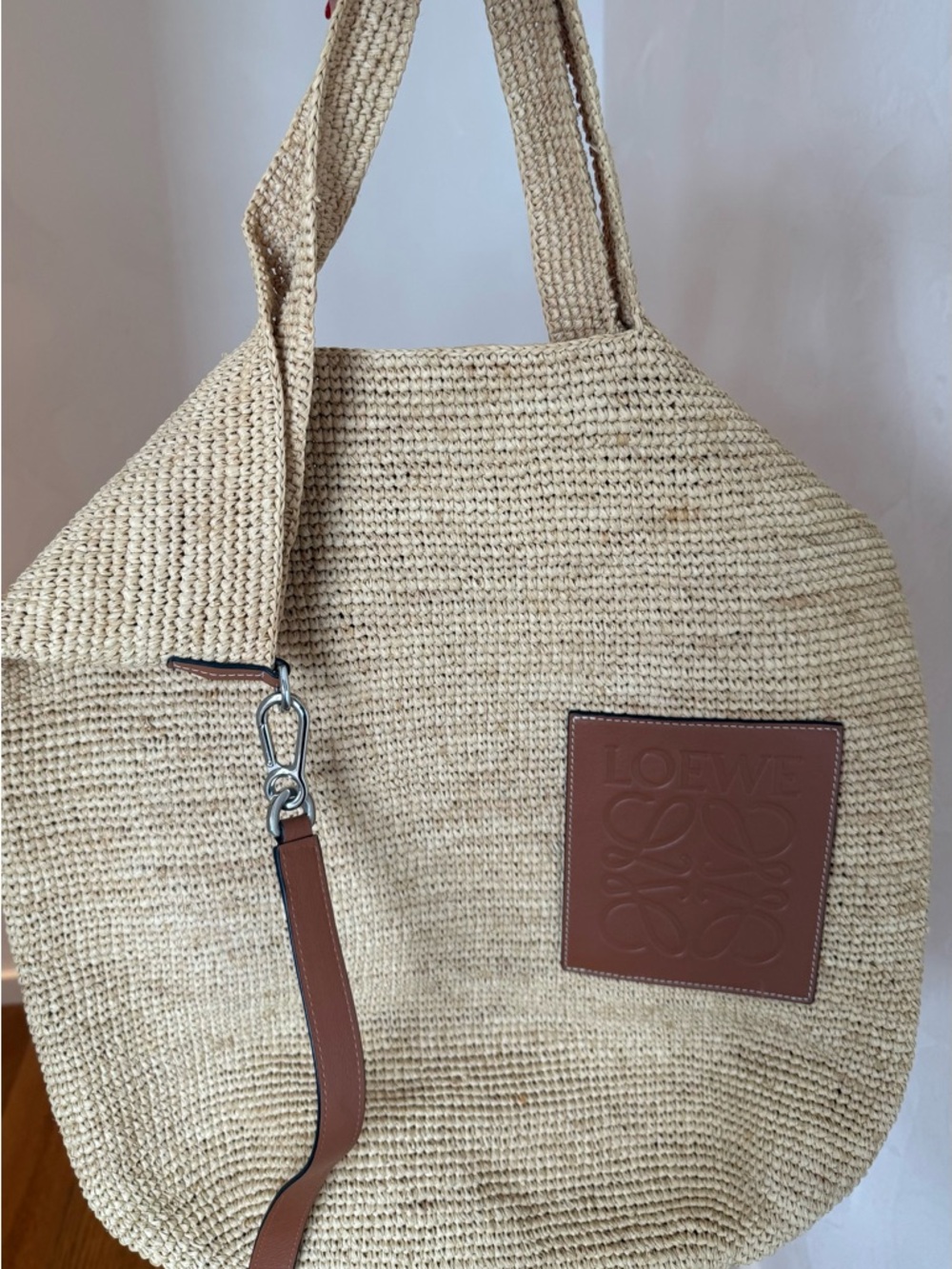 Loewe Natural Raffia Tote with Brown Leather Logo Patch - Picture 4 of 8